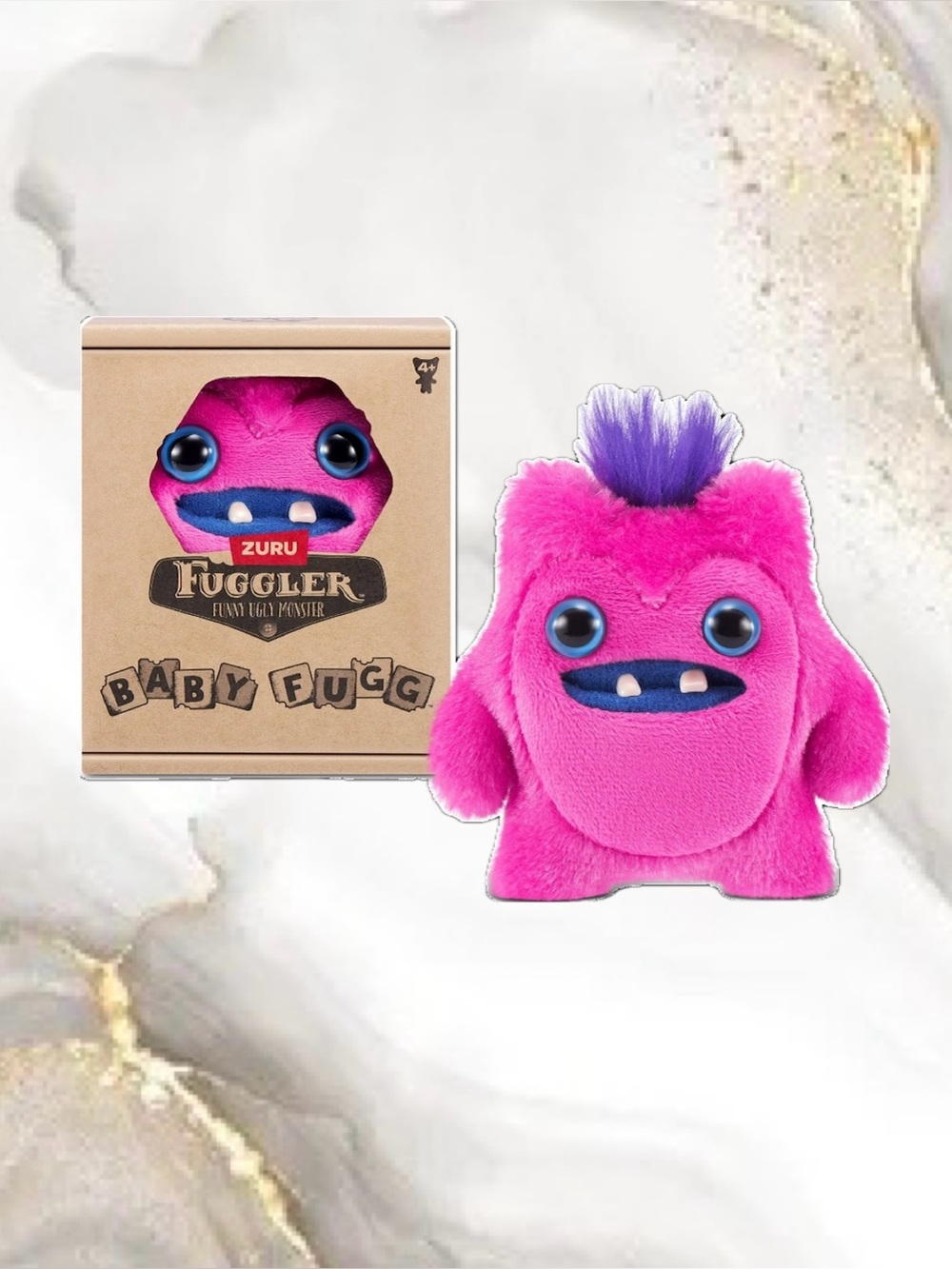 NIB Baby Fugg 3.5 inch Zuru Fuggler Greedy Grinner Pink Mini Ugly Monster Plush